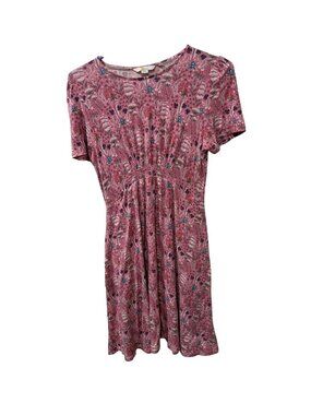 Floral Pink Short-Sleeve Dress By Boden Size US 4R  Stretchy Casual Fit pockets